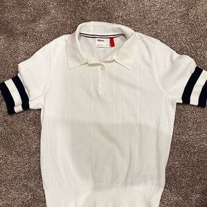 Wilson Women's White Polo with Black Stripes